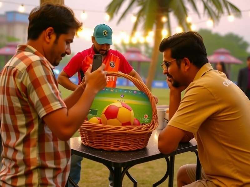 Cricket Basket Star offline meetup showing players competing on phones and in real cricket